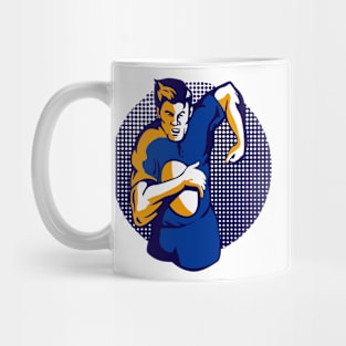 Rugby Winger With Ball Retro Mug